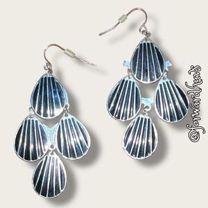 Bundle Sale 3 for $15 | Silver-Tone Dangle Earrings with Black Detailing